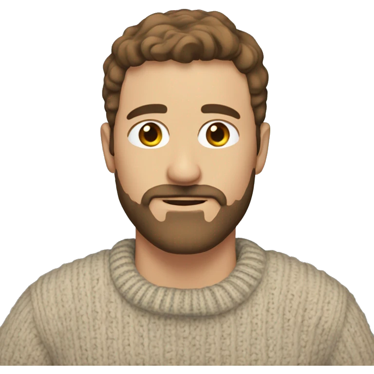 white man with short brown hair and brown beard and mustache wearing a cozy sweater  emoji