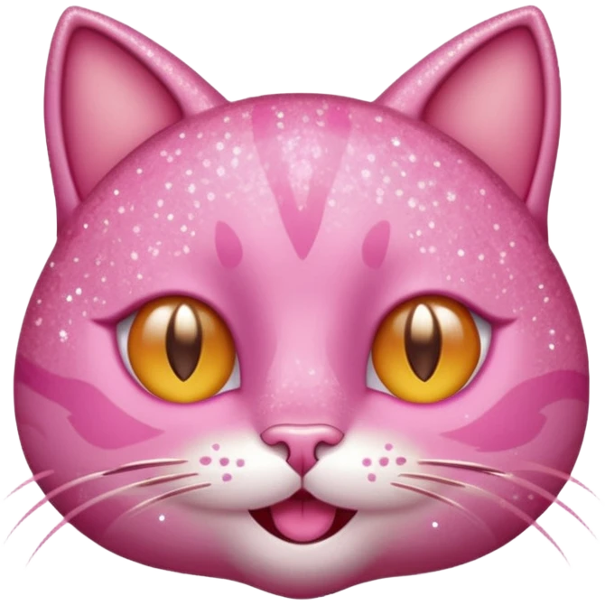 glitter pink cat happy winking emoji