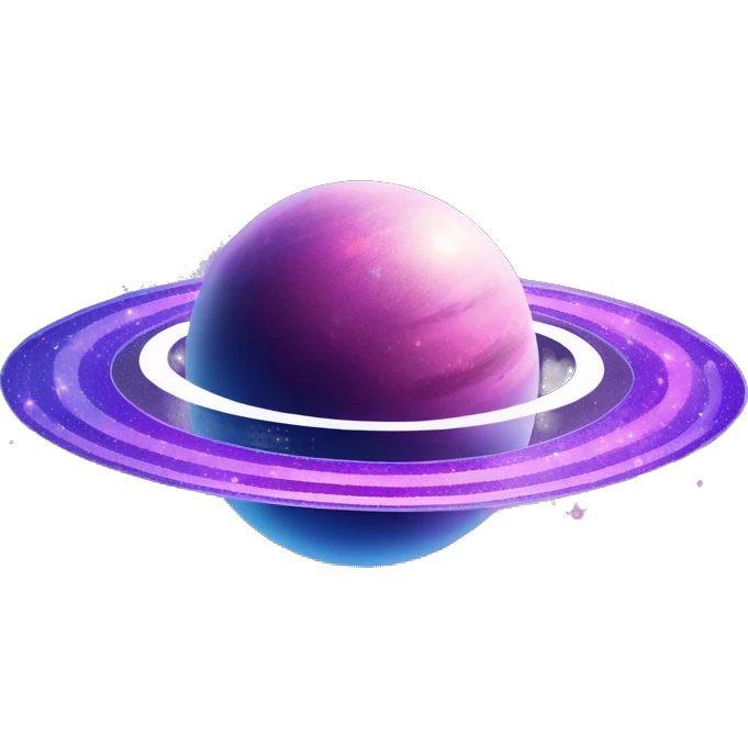 sparkly glittery blue purple and pink glitter planet with white saturn ring emoji