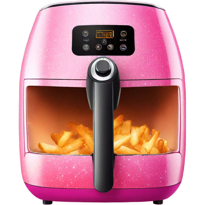 Pink ombre air fryer with glitter emoji