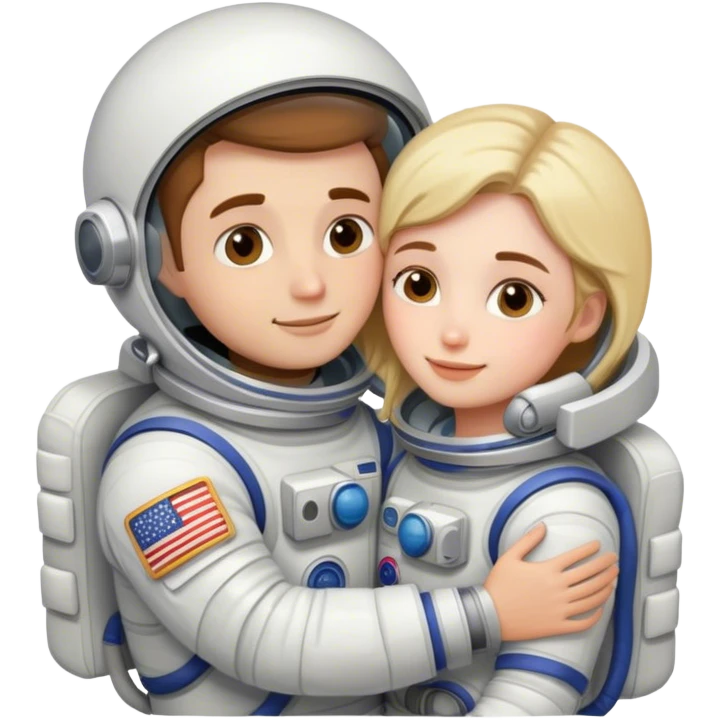 Astronaut couple cuddling  emoji