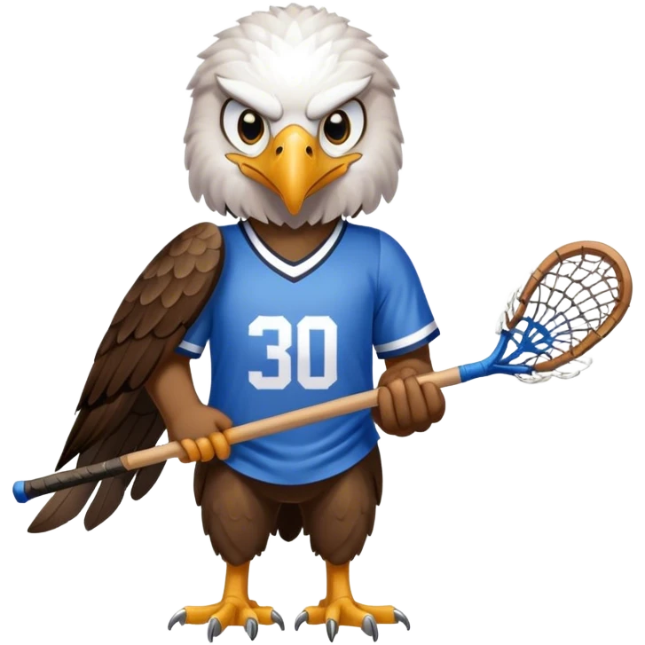 Eagle with lacrosse stick blue jersey emoji