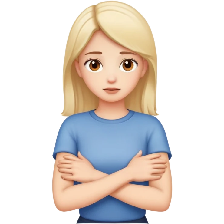 Girl crossed arms holding neck  emoji
