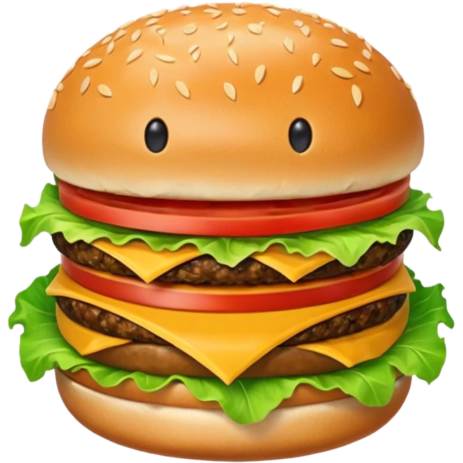 A hamburger with a mouth emoji