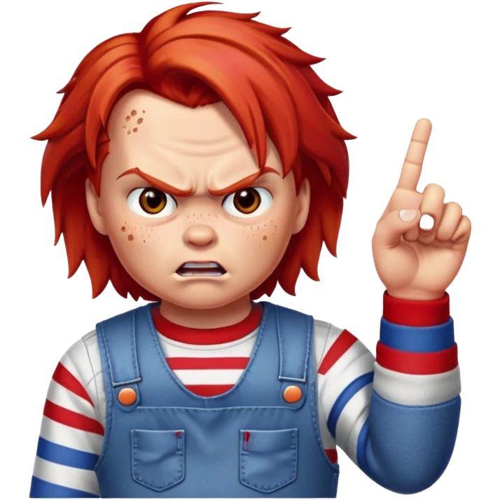 Chucky giving just the middle finger emoji