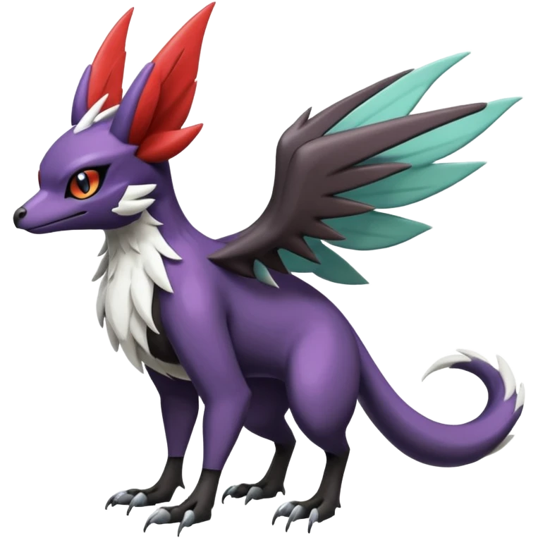 Shiny Noibat-Noivern-Mightyena-Silvally-Fakémon-hybrid-creature (full body)  emoji