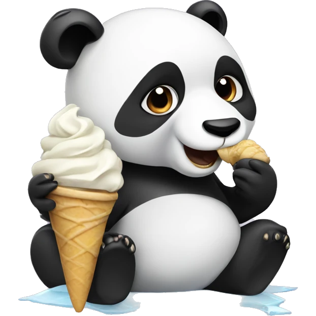 Panda eating ice cream emoji