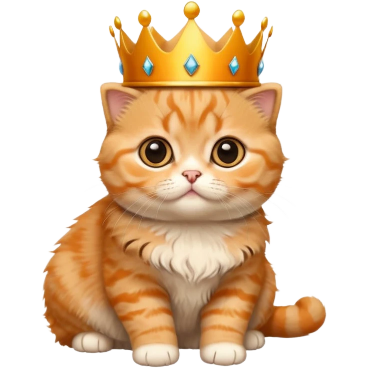 Orange Scottish fold kitten with crown queen  emoji