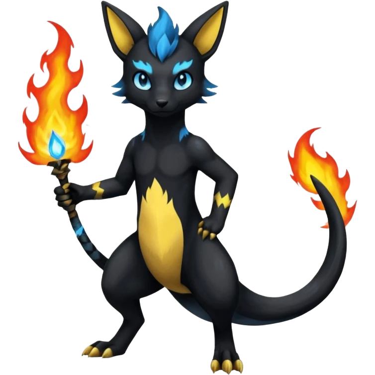 Umbreon-Luxray-Salandit-Zeraora-fusion, full body emoji