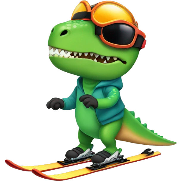 Dino skiing emoji