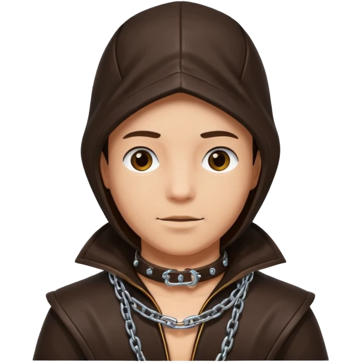 Leather hooded gimp with chain collar emoji