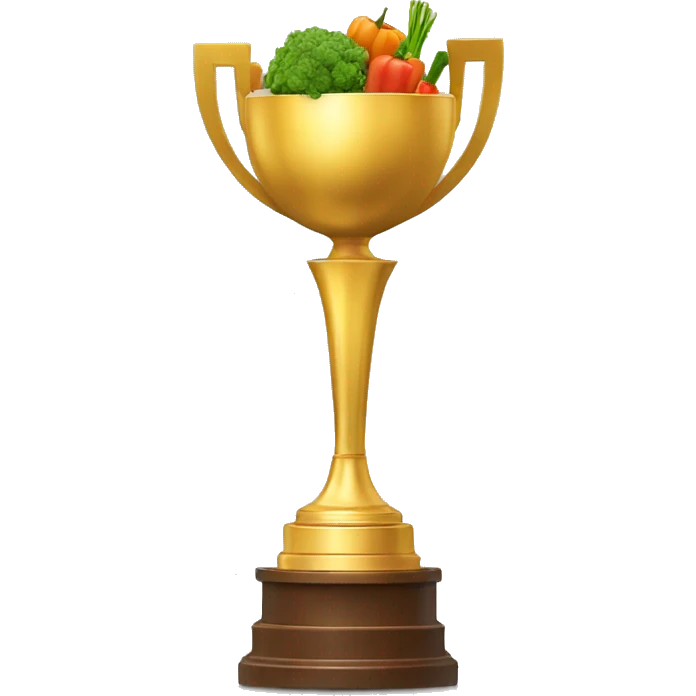 golden championship trophy with vegetables inside emoji