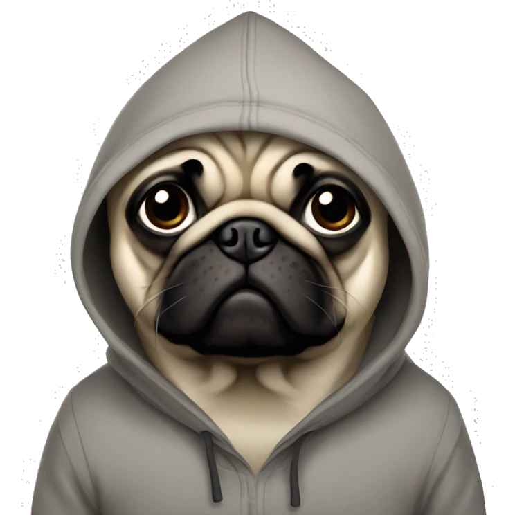 Pug with a hoodie emoji