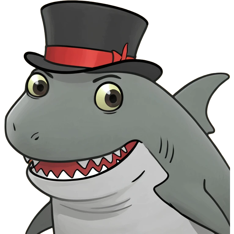 Shark with a top hat emoji
