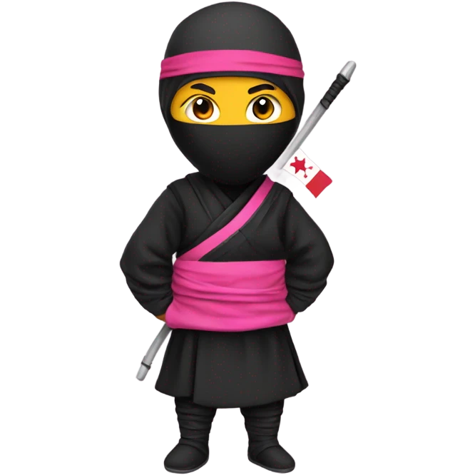 ninja with pink bows and holding a Kyrgyzstan flag  emoji