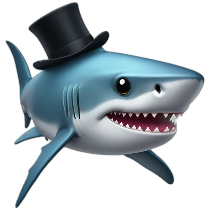 Shark with a top hat emoji