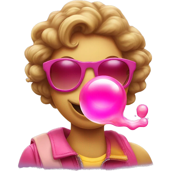 A smiley face blowing bubble gum with Oakley sunglasses on emoji