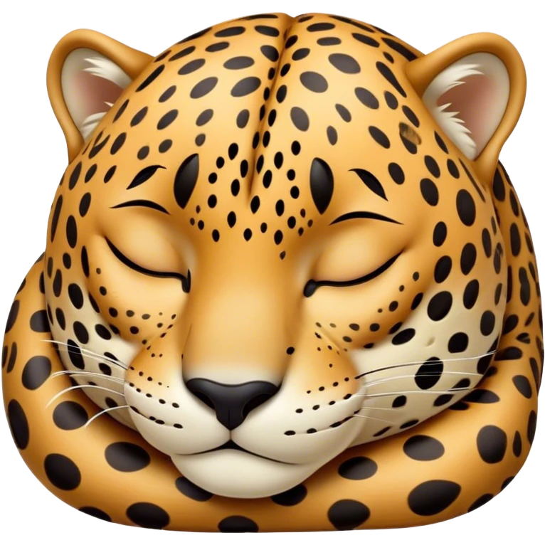 Meme-Worthy cute Sleeping Jaguar Portrait Emoji, Head resting peacefully with a contented smile, showcasing a luxuriously patterned Fur and eyes gently closed in serene slumber, Simplified yet hilariously adorable features, highly detailed, glowing with a soft, drowsy wild light, high shine, relaxed and utterly lovable, stylized with an air of playful laziness, bright and heartwarming, soft glowing outline, capturing the essence of a sleeping jaguar that feels destined to become the next viral sensation of adorable rest! emoji