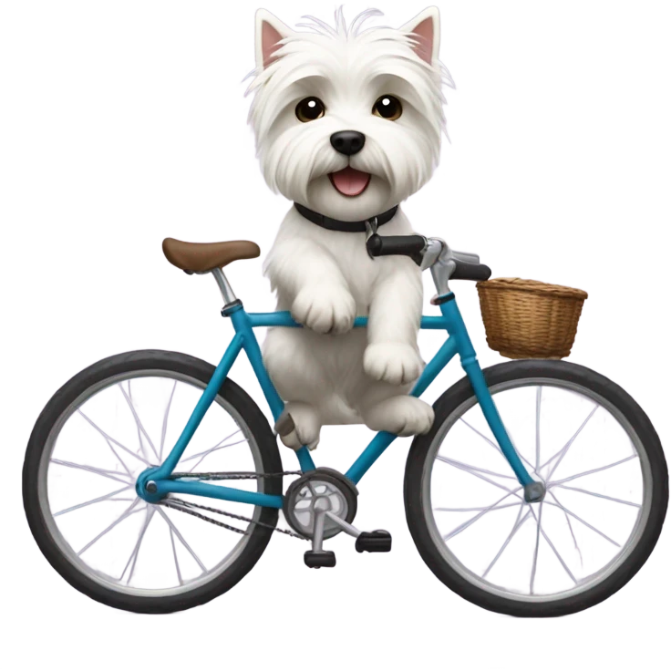 West highland terrier riding a bike emoji