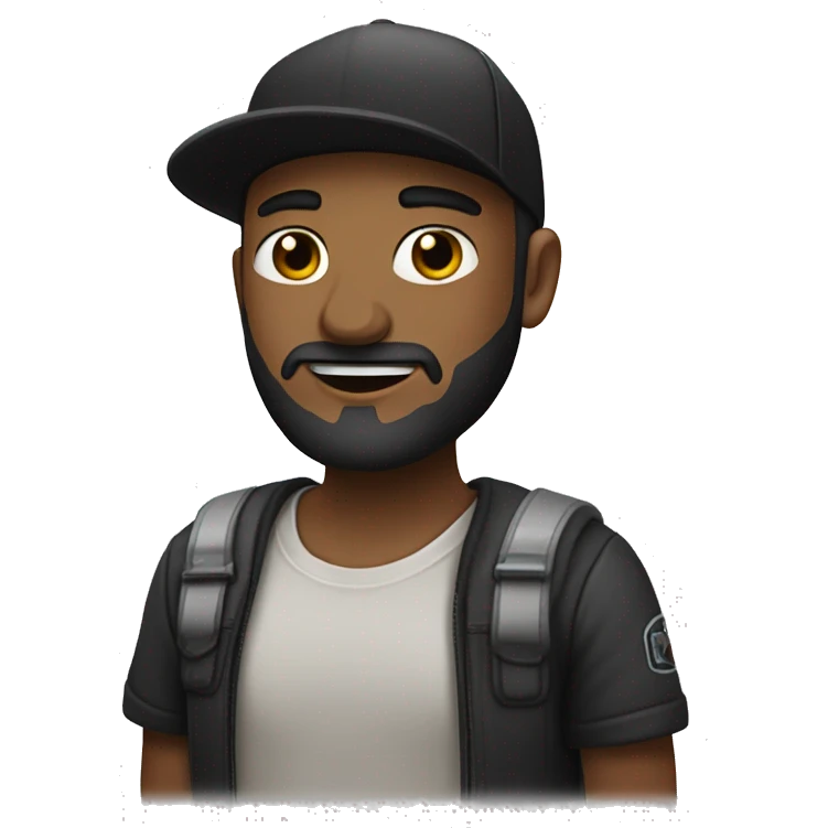 Guy with short dark beard, cap on backwards, with Logo "Richboyskint". emoji