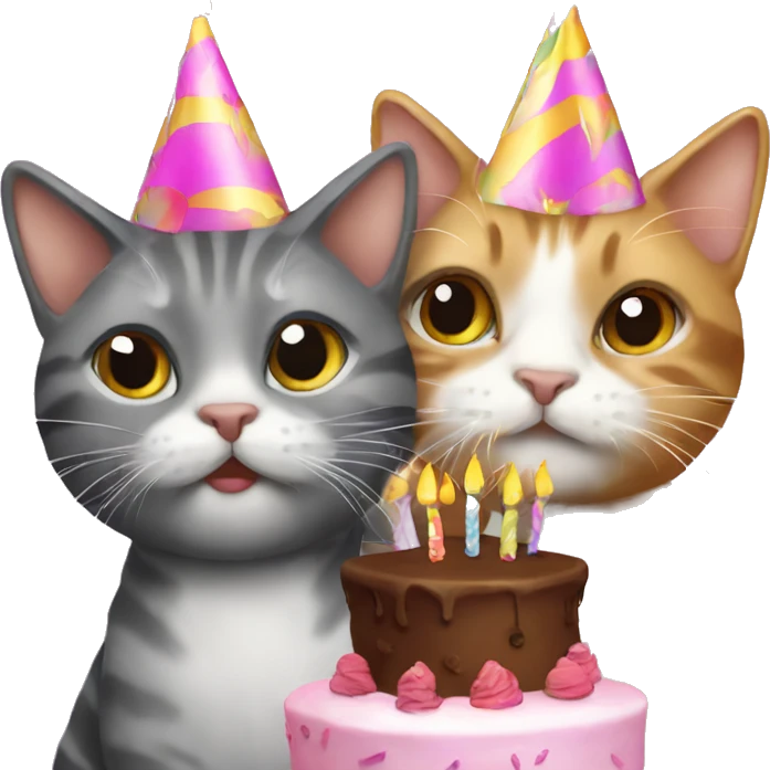 3 cats at a birthday party emoji