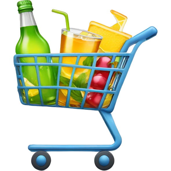 Shopping Cart with drink and alcohol emoji