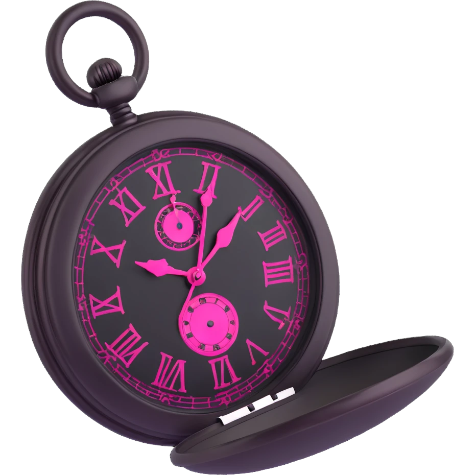 3D gothic pocket watch with pink accents, vintage and mysterious emoji