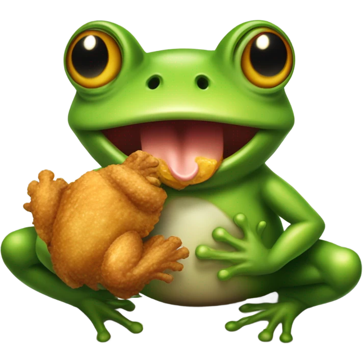A frog holding fried chicken emoji