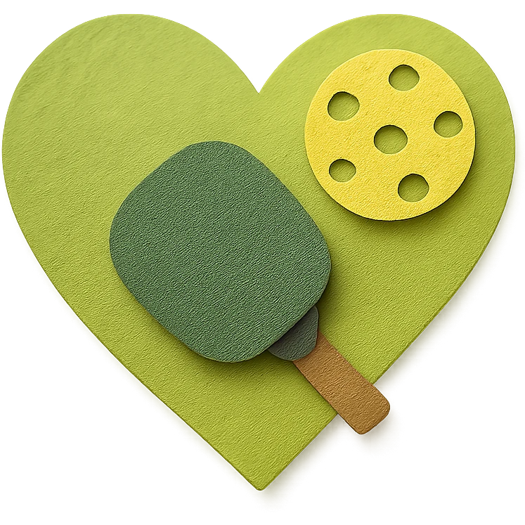 lime green heart with pickleball elements emoji