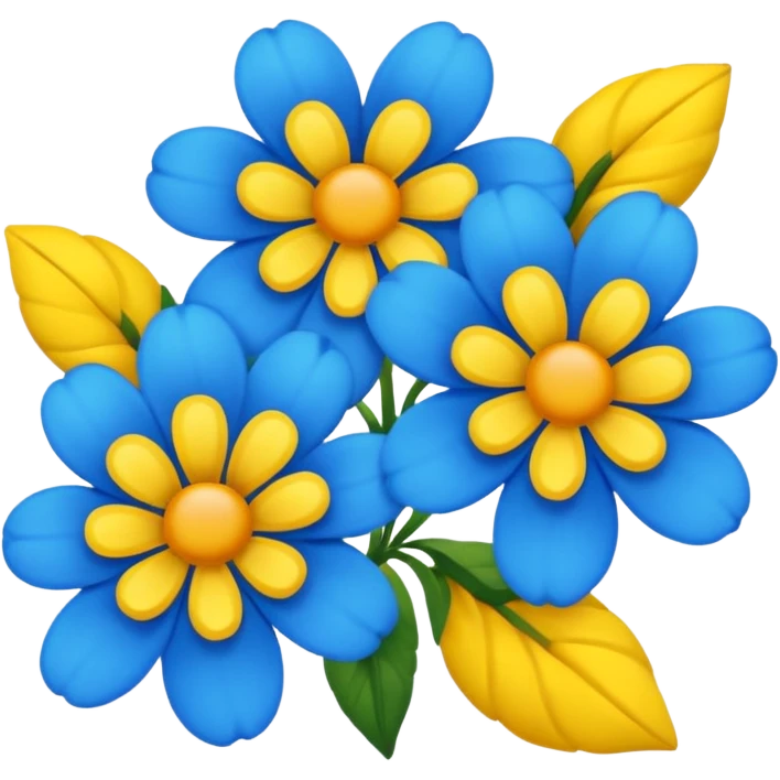 blue and yellow flowers emoji