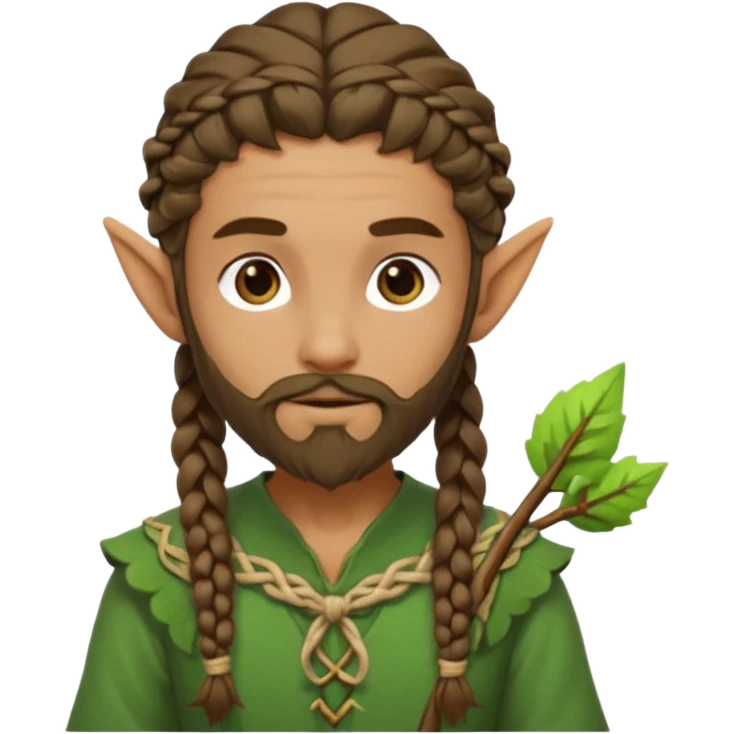 Forest elf with braided beard and bow emoji