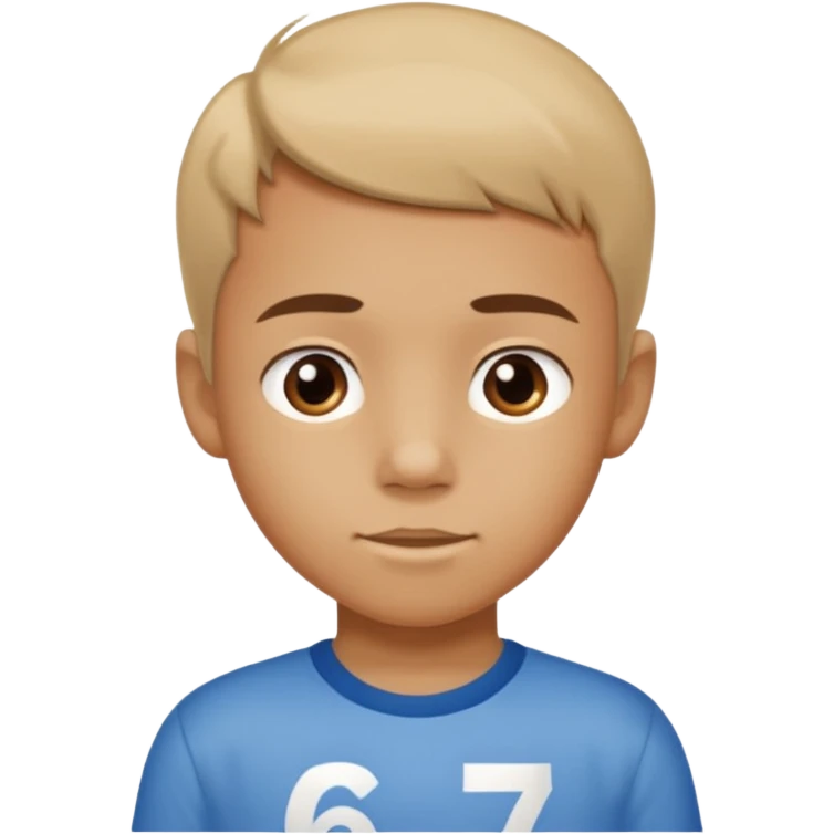 Kid wearing shirt with “67” sign  emoji
