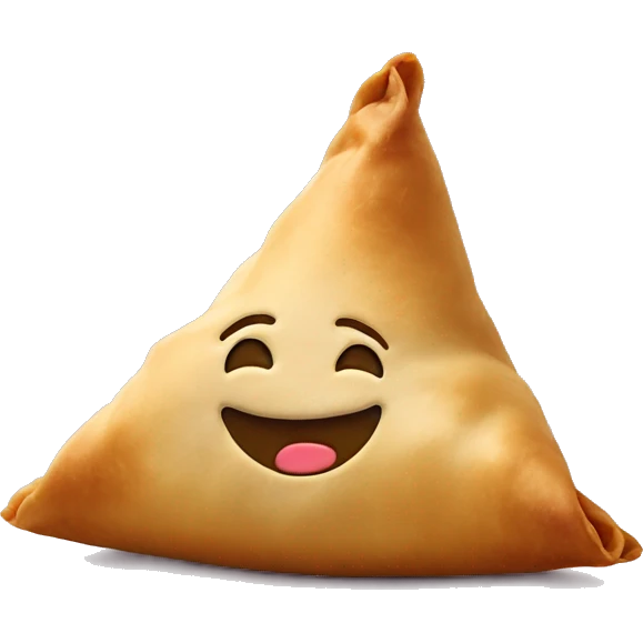 Samosa with smily face emoji
