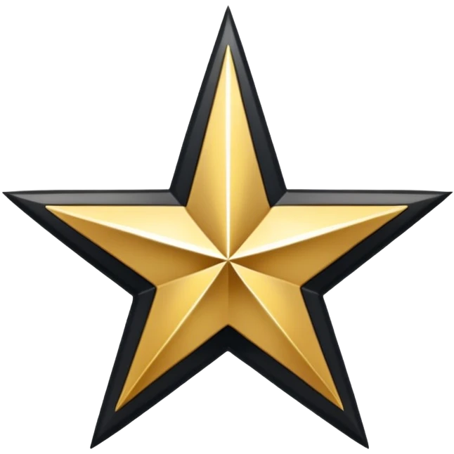 half golden and half black star, split vertically emoji