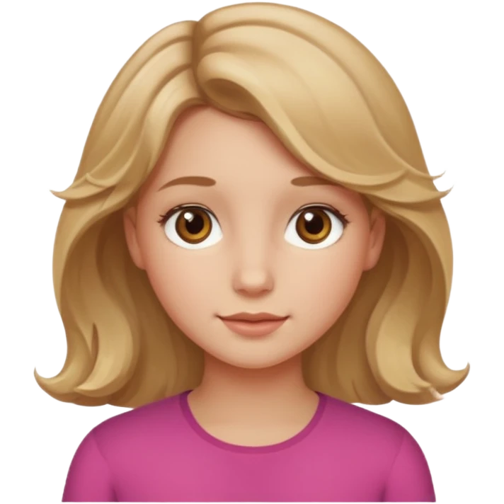 Can you make her more browny blonde with a slight curl in her hair with rosy cheeks emoji