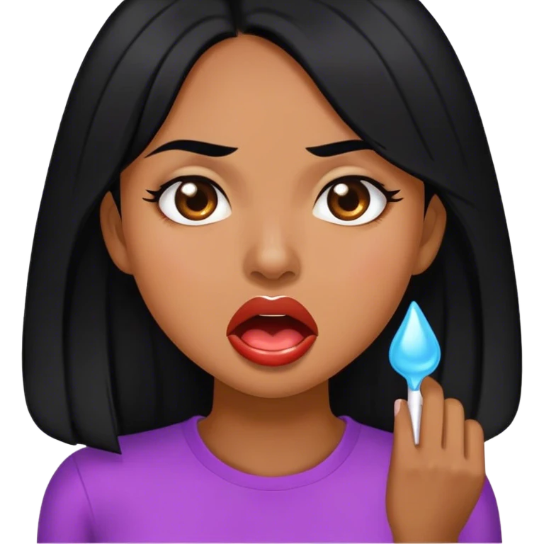 Woman black hair drooling emoji