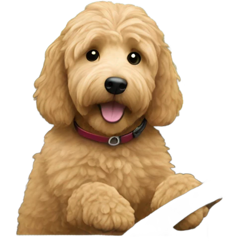 Goldendoodle driving a car emoji