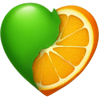 One Half Green half Orange small heart emoji