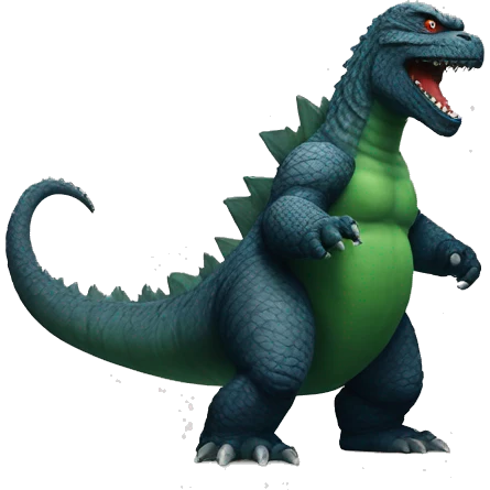 Godzilla standing between number 11 emoji