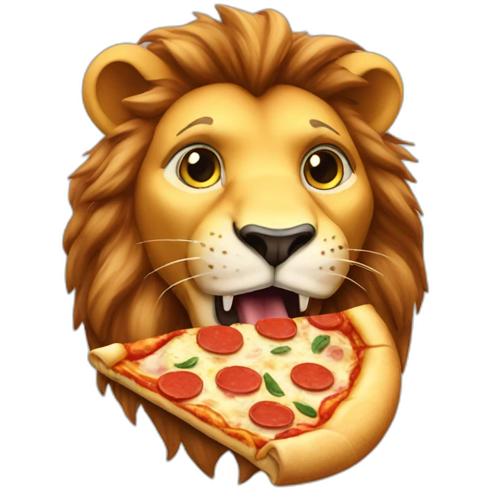 Lion eating pizza emoji