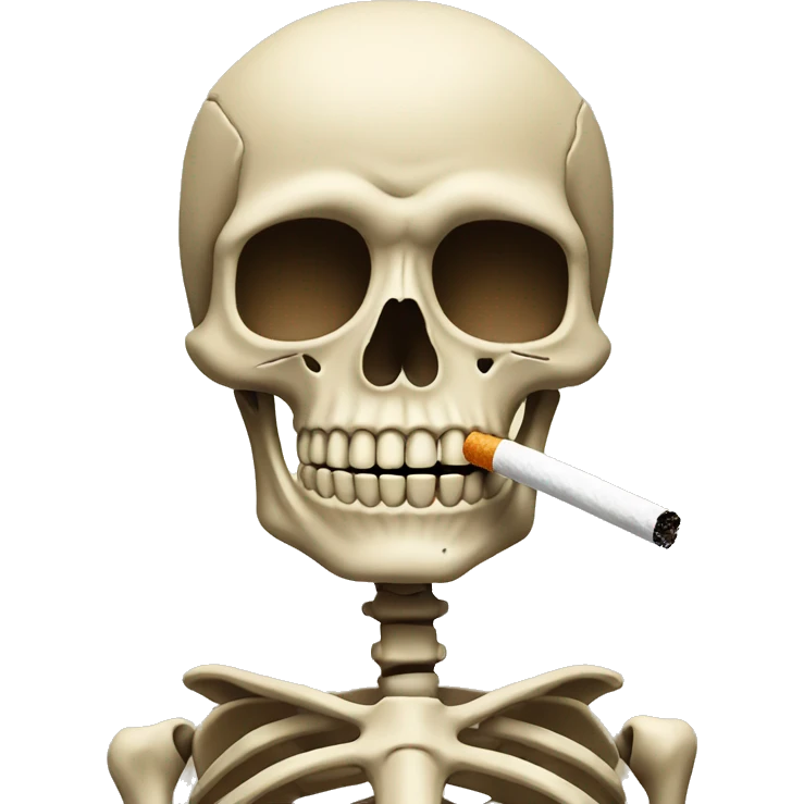 beige skeleton with a cigarette in his mouth emoji