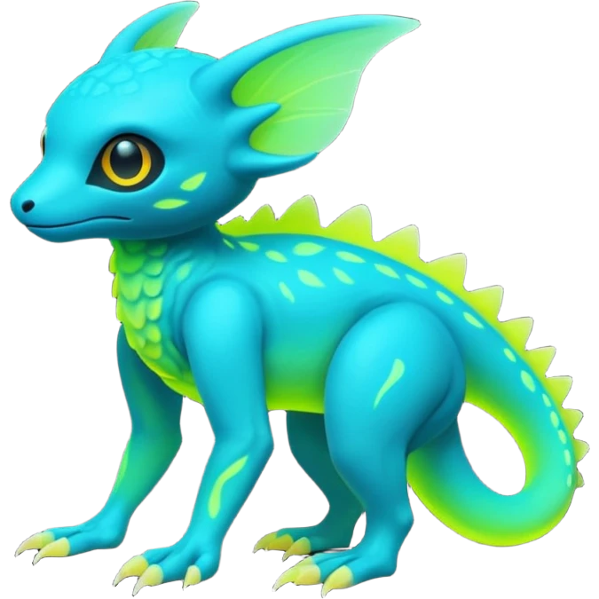 futuristic lush warm-colored neon-colored Fakémon-Trico-creature (full body) emoji