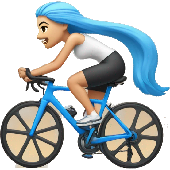 White Girl with blue hair riding peloton bike  emoji