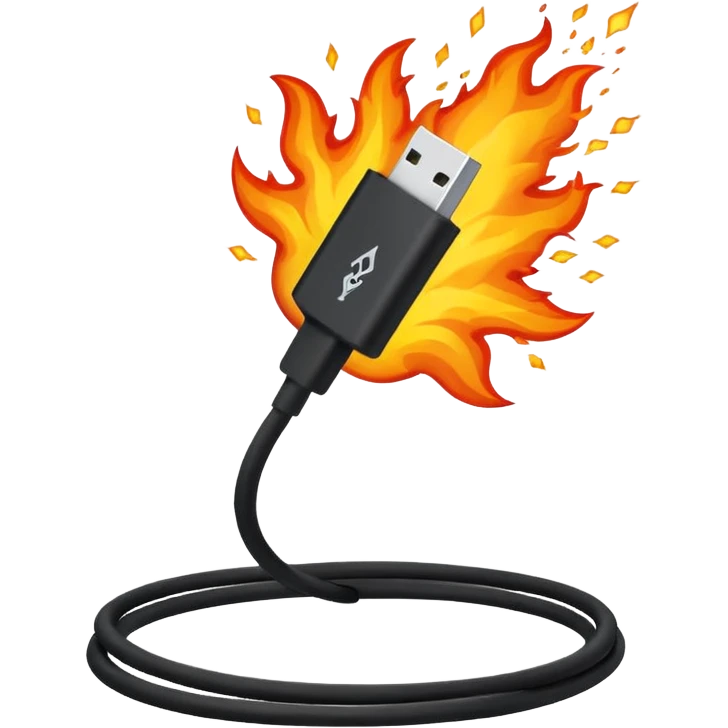 USB-C Cable with Explosion behind emoji