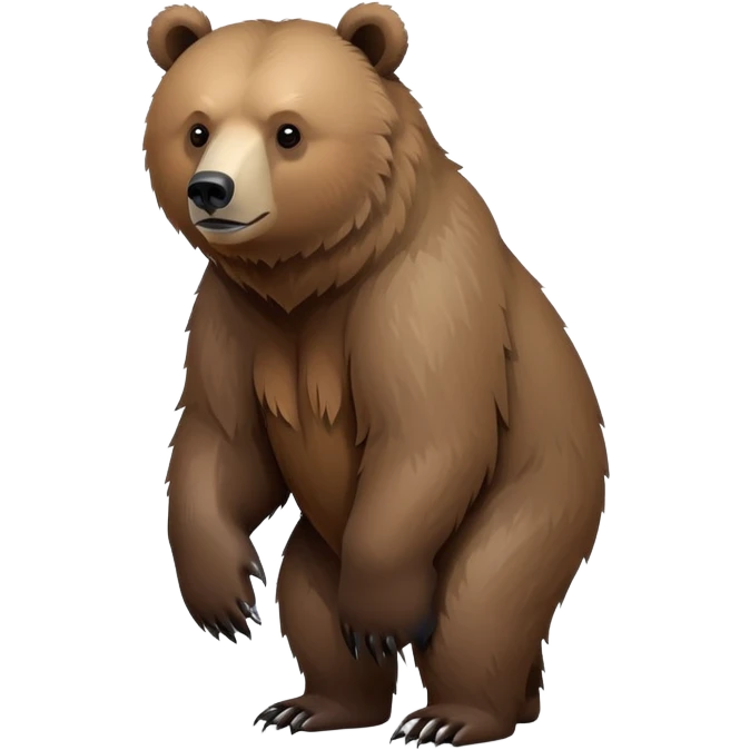 Realistic grizzly bear on four legs with natural fur texture, minimalist design emoji