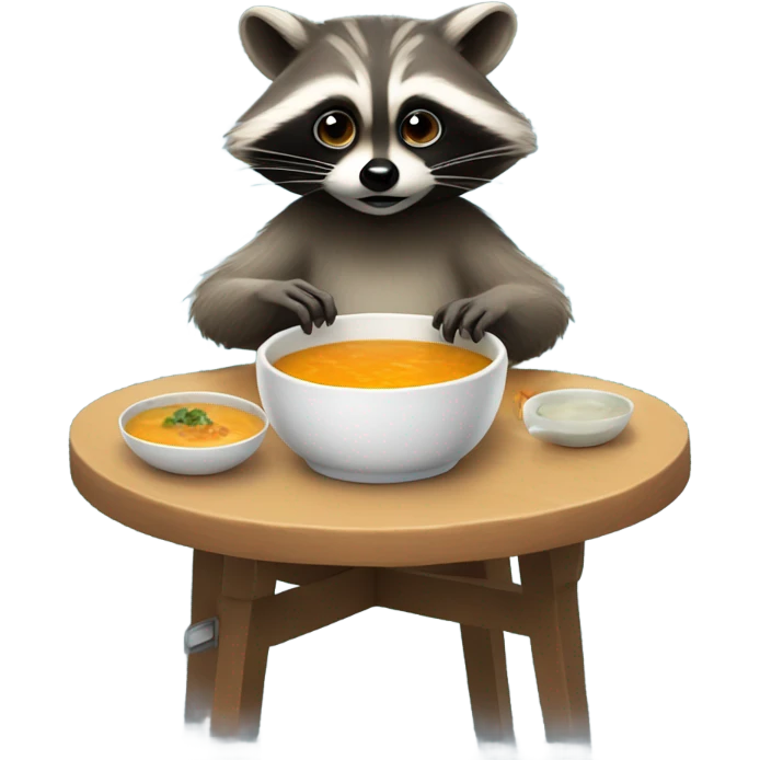 Raccoon eating soup emoji