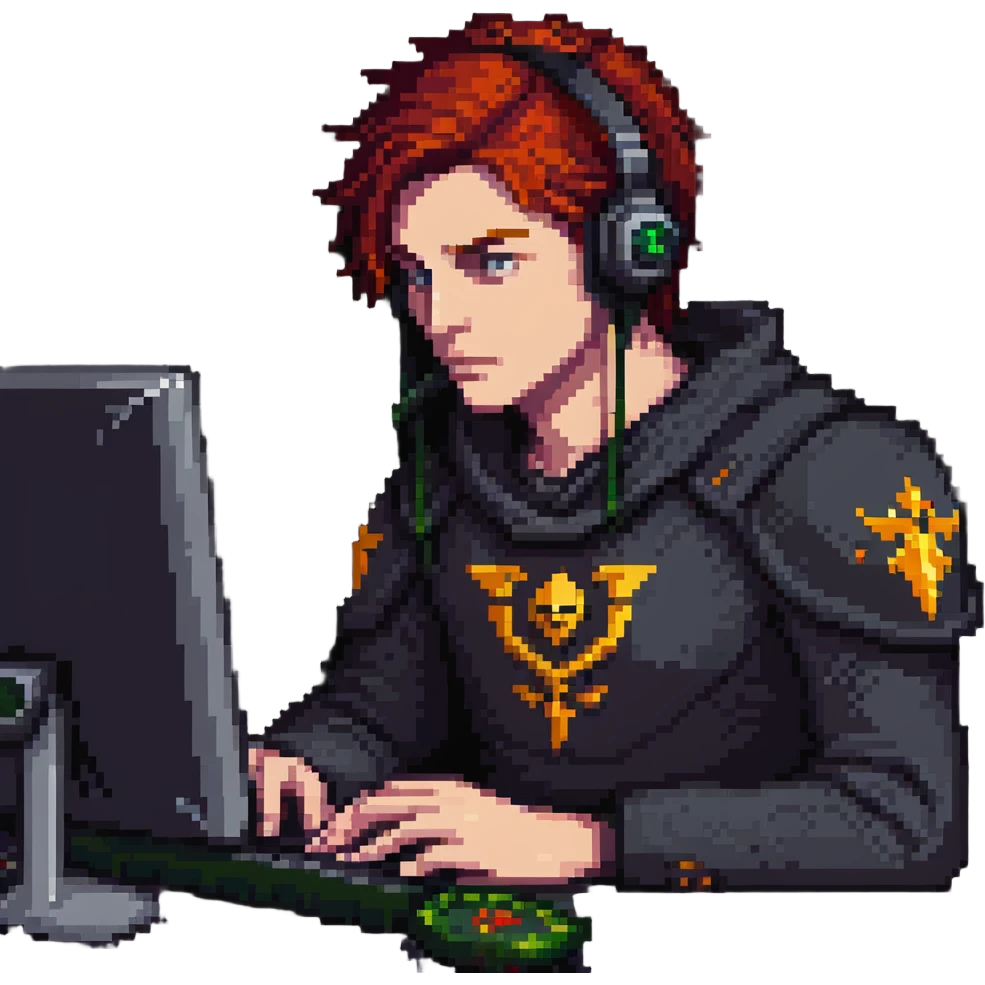 person at computer playing Dota 2 intensely emoji