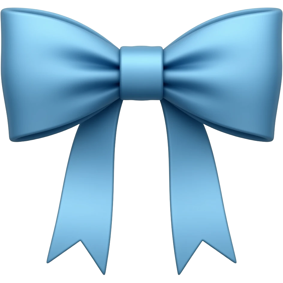blue bow tie with two ribbons loosely hung under emoji