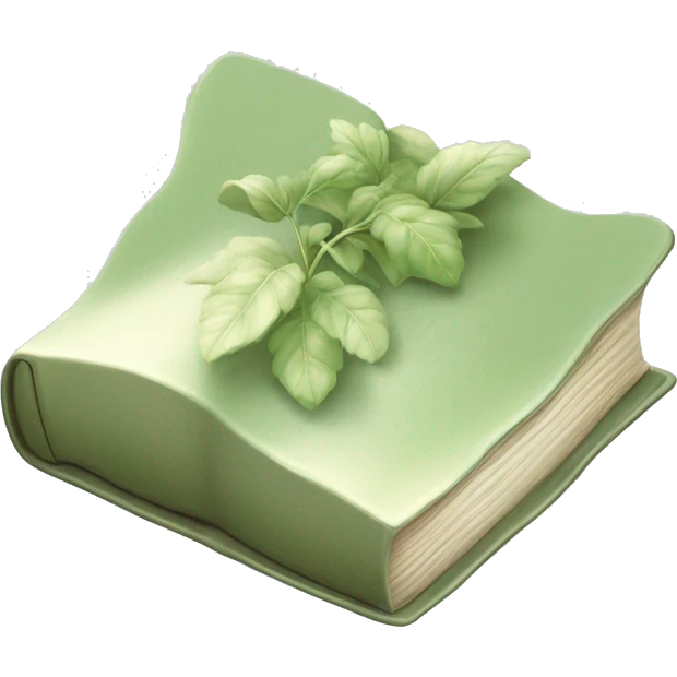 Open Light Sage green holy Bible with a light coloured gardens coming from the sides of the Bible  emoji