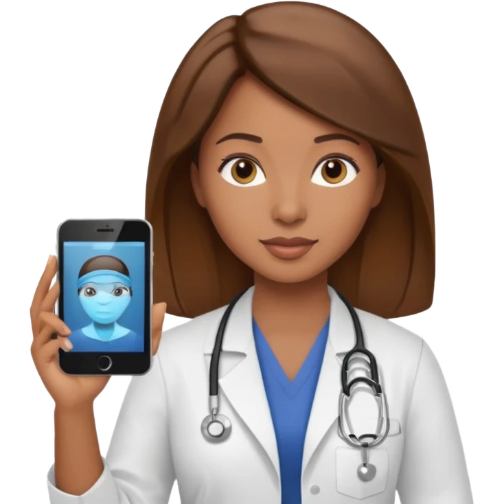 black female doctor and ultrasound technician brown hair on technician emoji